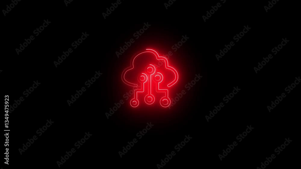 neon CLOUD Data cloud learning icon symbol animation.Machine learning, artificial intelligence, modern technology, smart analysis. neon CLOUD Data cloud learning icon symbol animation.Machine learning, artificial intelligence, modern technology, smart analysis.