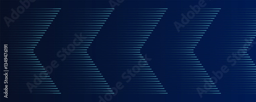 Dark blue abstract background with glowing arrow lines. Modern shiny blue geometric lines design. Technology futuristic concept. Horizontal banner template. Suit for cover, header, poster, banner, web