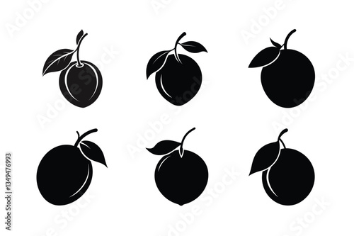 Sapodilla – Manilkara zapota silhouette vector illustration