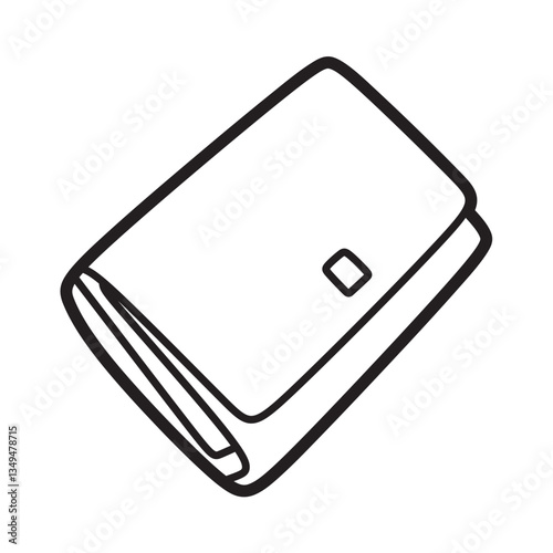 clutch wallet, simple black and white line art