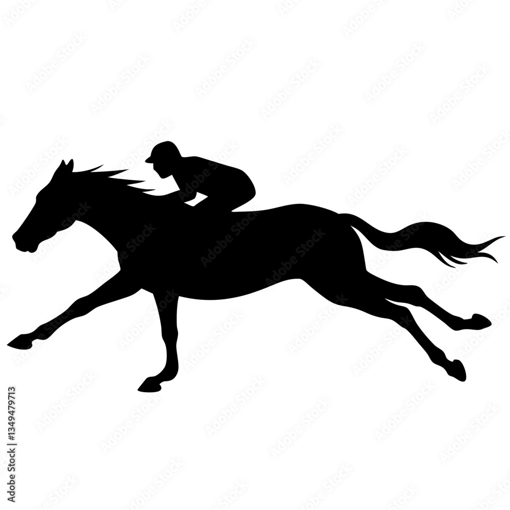 Obraz premium Silhouette of a horse and rider galloping