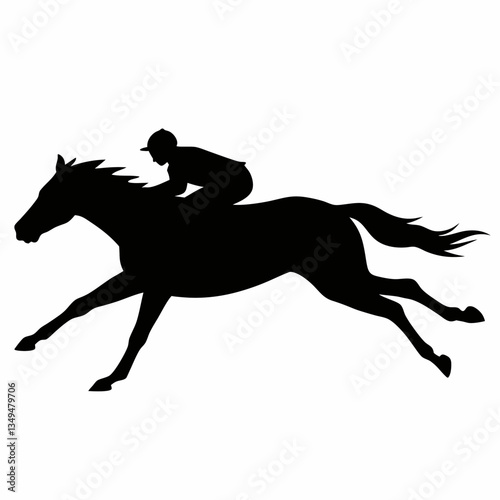 Silhouette of a horse and rider galloping