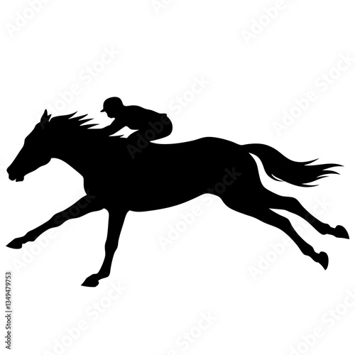 Silhouette of a horse and rider galloping