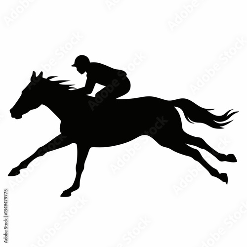Silhouette of a horse and rider galloping