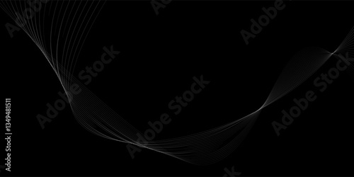 A dynamic digital artwork featuring a series of elegant, fine white lines. modern concept