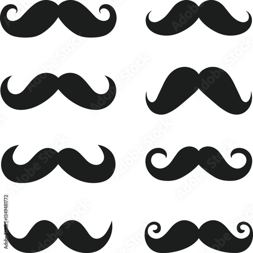 Set of Classic Mustache Vectors for Cinco de Mayo and Vintage Designs