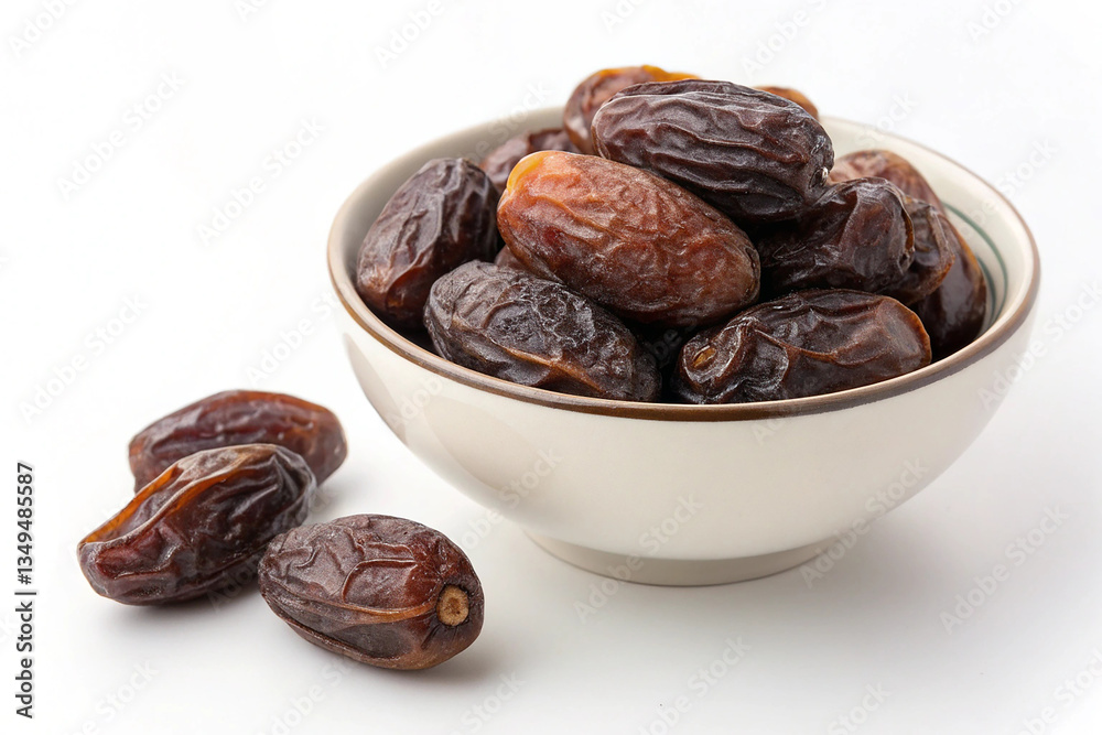 Dates in a Bowl Isolated on White Background Dates in a Bowl Isolated on White Background