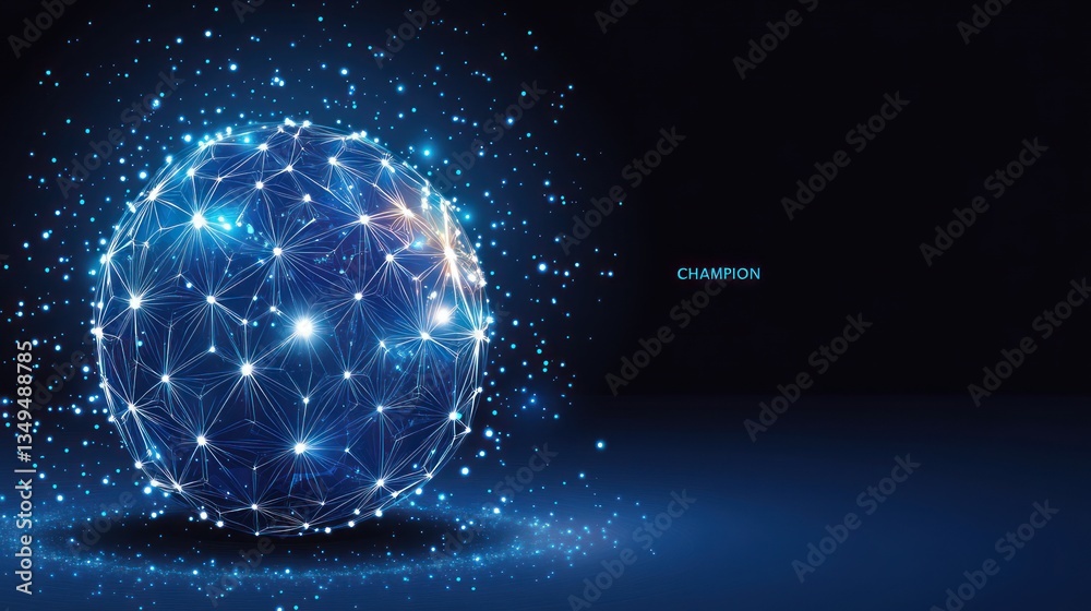 Obraz premium A digital sphere made with glowing lines and radiating lights