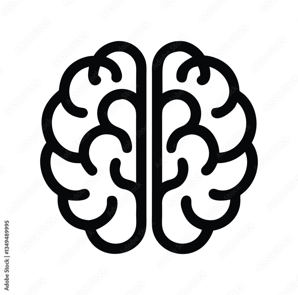 Creative Abstract Brain Line Logo Vector.Simple Black Line Art Illustration of a Human Brain.Brain icon representing intelligence and thought processes Creative Abstract Brain Line Logo Vector.Simple Black Line Art Illustration of a Human Brain.Brain icon representing intelligence and thought processes