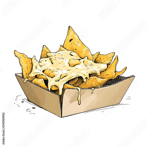 Box with nachos to eat vector illustration