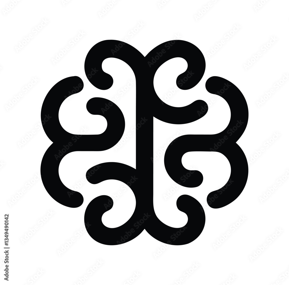 Creative Abstract Brain Line Logo Vector.Simple Black Line Art Illustration of a Human Brain.Brain icon representing intelligence and thought processes Creative Abstract Brain Line Logo Vector.Simple Black Line Art Illustration of a Human Brain.Brain icon representing intelligence and thought processes