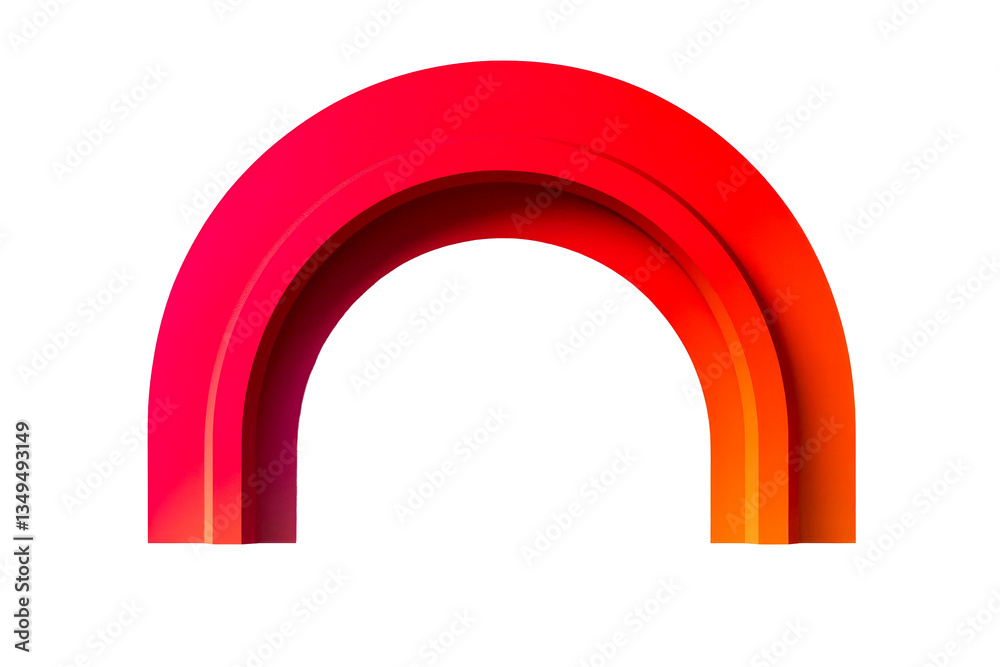 Vibrant tunnel of three red and orange semicircular arches, cut out transparent Vibrant tunnel of three red and orange semicircular arches, cut out transparent