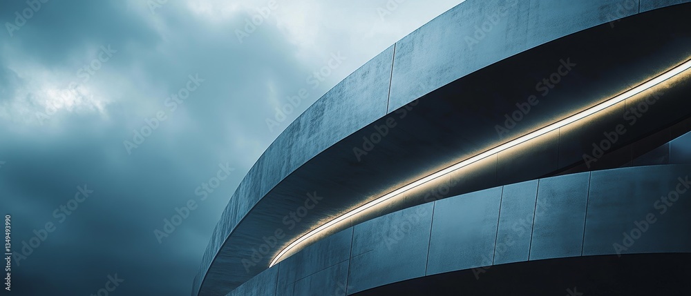Obraz premium A long, curved bridge with a cloudy sky in the background