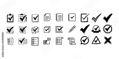 Approve Line Icon Design with Editable Stroke. Simple line set of check icons. Check Mark Icon Set Vector Design. check box icon with correct, accept checkmark icons green tick box, check list circle 