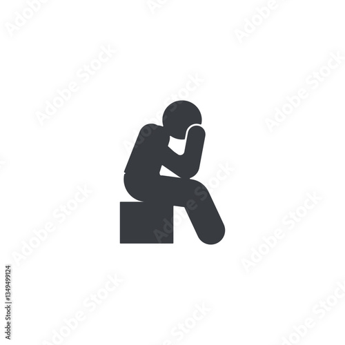 Vector illustration flat design icon of a person contemplating or regretting.