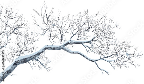 Wintertime trees branches covered with snow isolated png, snow-covered branches, winter trees, isolated snow branches, transparent background