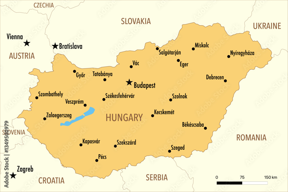 Vector Map of Hungary with Major Cities – Editable Infographic Vector Map of Hungary with Major Cities – Editable Infographic