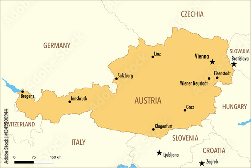 Vector Map of Austria with Major Cities – Editable Infographic