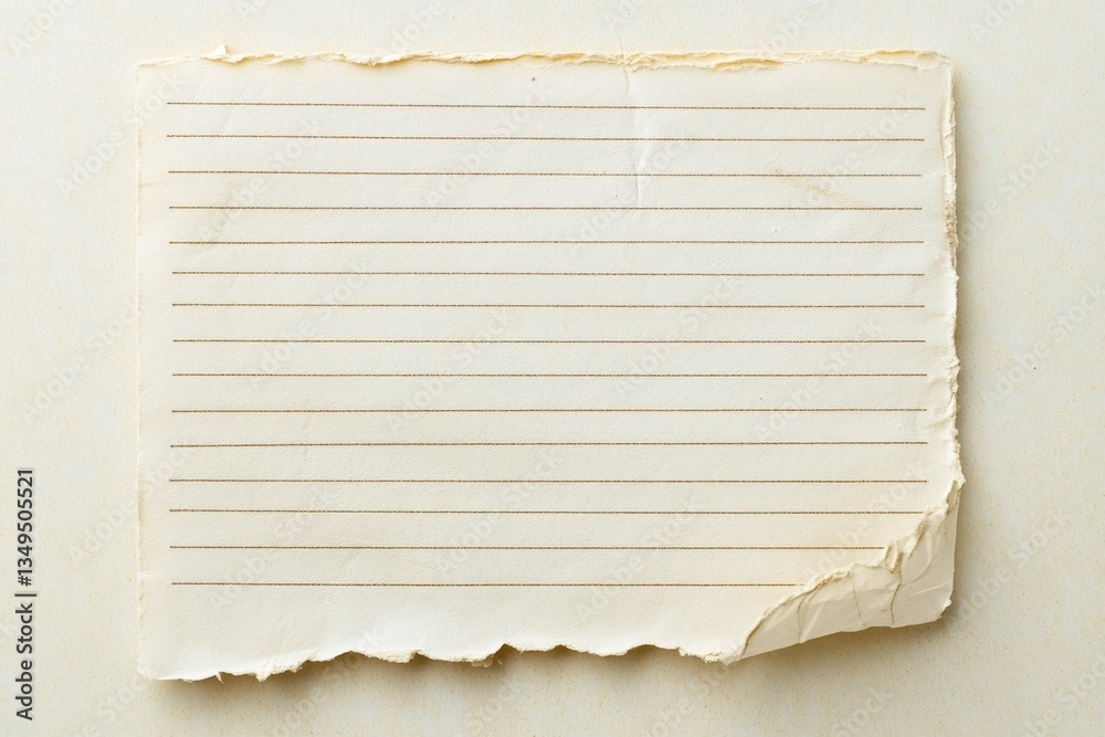 Fototapeta premium Old Piece Of Lined Paper With Torn Edges And Wrinkles