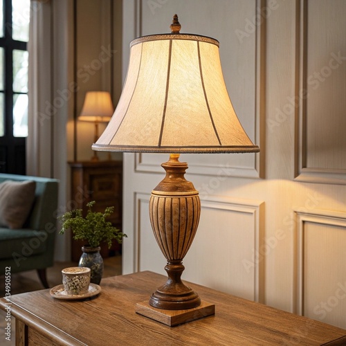 Elegant Bronze Finish Lamp with Off-White Shade for Classic Interior Decor