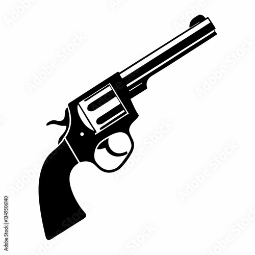 Simple Revolver Gun silhouette Icon Vector Design.