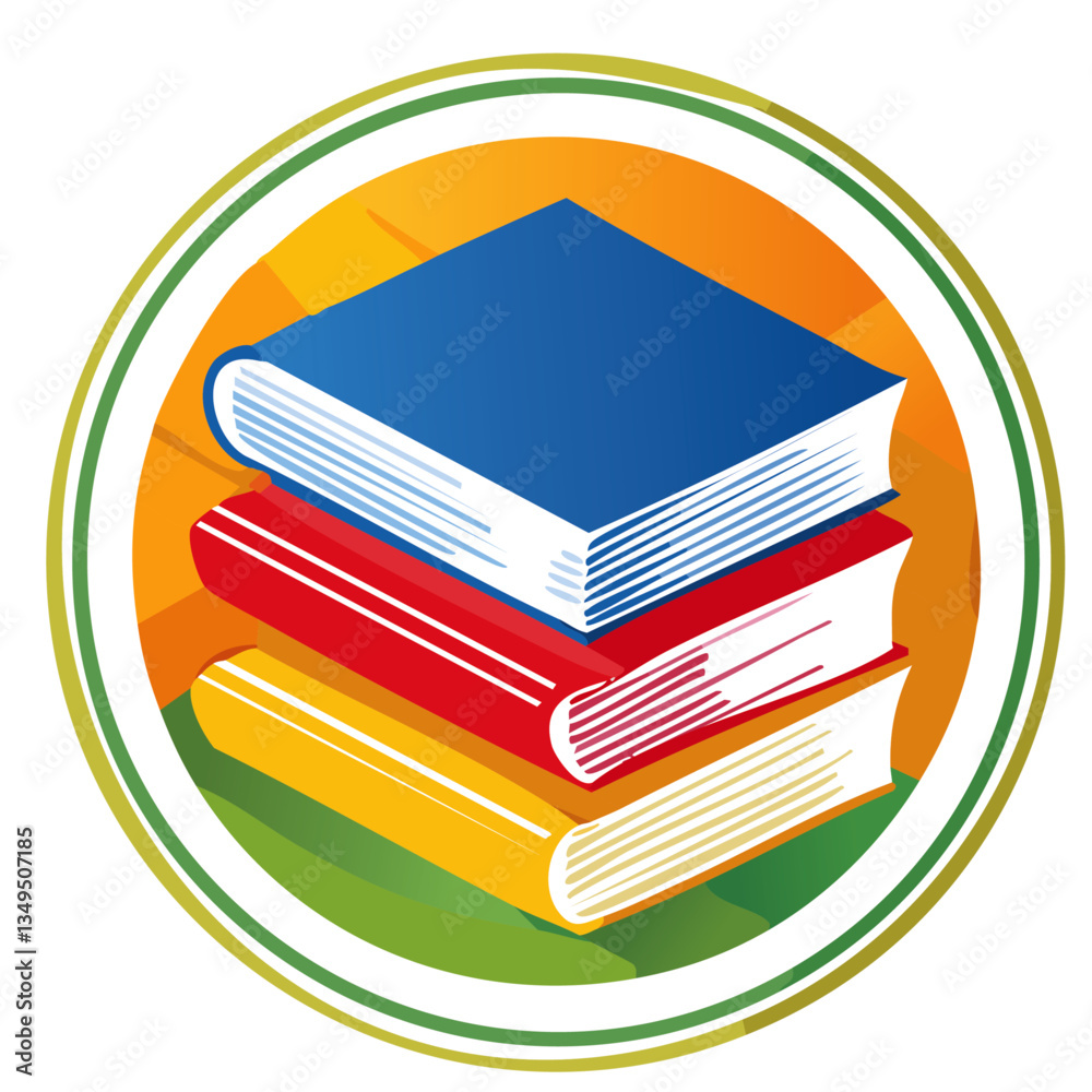 stack of colorful books vector icon design