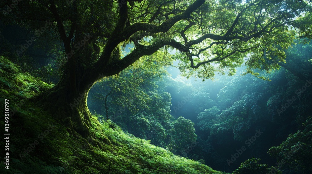 Obraz premium Majestic Mossy Tree in Stunning Landscape