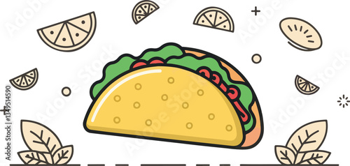 Taco Illustration vector design, Taco Logo and icon design, Set of Taco vector design