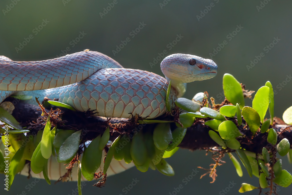 Obraz premium Viper blue insularis on a tree branch