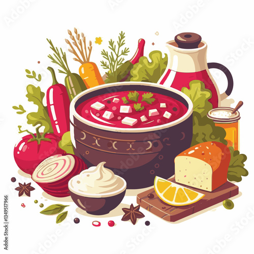 soup, food, borscht, bowl, ukrainian, dish, lunch, dinner, vegetable, beet, cream, cuisine, borsch, beetroot, red, meat, traditional, healthy, meal, homemade, hot, gourmet, plate, garlic, tasty, cooki
