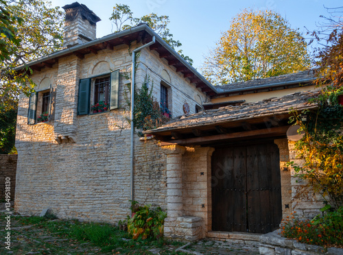 Fototapeta Naklejka Na Ścianę i Meble -  The streets of the tourist village of Monodendri in the mountains of Epirus in Greece