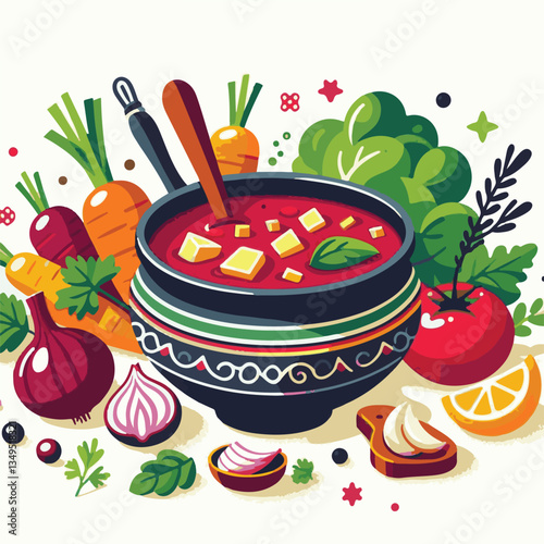soup, food, borscht, bowl, ukrainian, dish, lunch, dinner, vegetable, beet, cream, cuisine, borsch, beetroot, red, meat, traditional, healthy, meal, homemade, hot, gourmet, plate, garlic, tasty, cooki