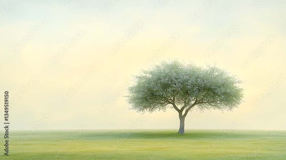 Obraz premium Lone Tree in Morning Mist.