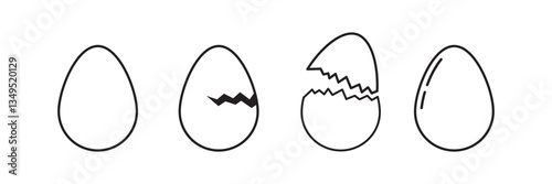 Egg icon Broken set eggs sign. Easter Egg vector Icon. Flat style egg icon set. Vector illustration.