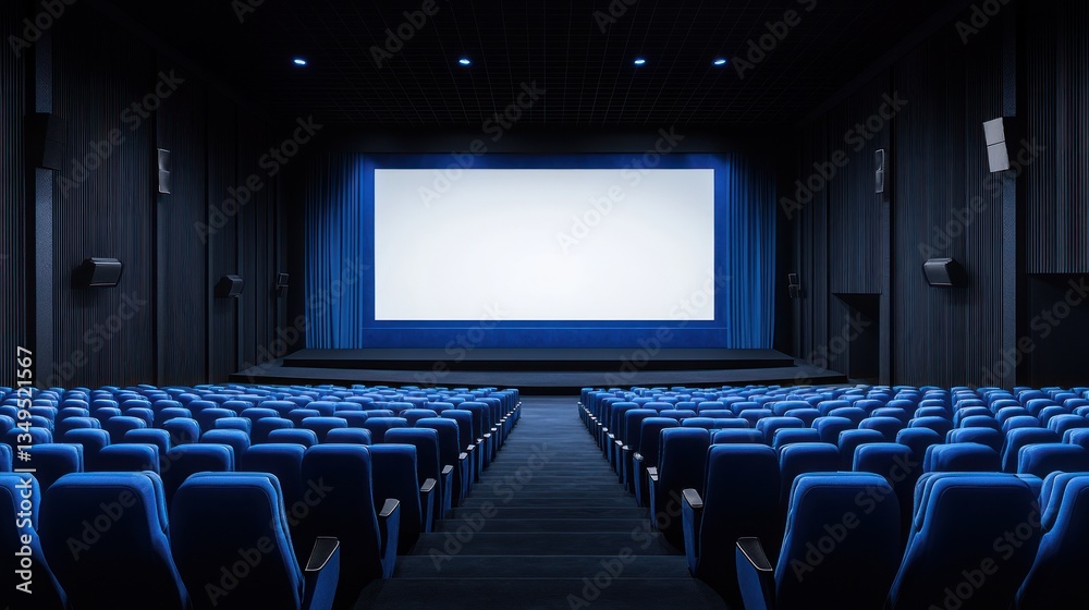 Fototapeta premium Empty Modern Cinema Auditorium: Awaiting the Show