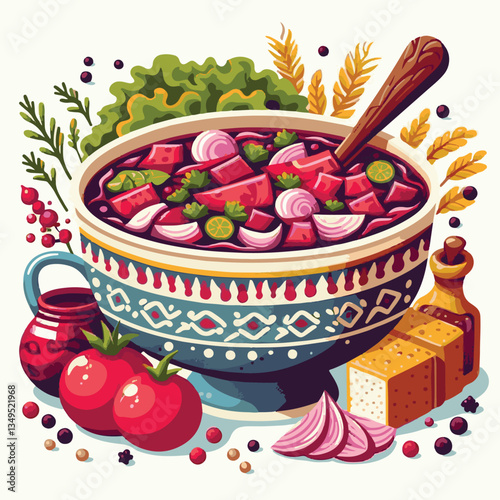 soup, food, borscht, bowl, ukrainian, dish, lunch, dinner, vegetable, beet, cream, cuisine, borsch, beetroot, red, meat, traditional, healthy, meal, homemade, hot, gourmet, plate, garlic, tasty, cooki