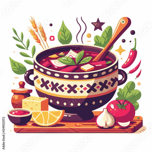 soup, food, borscht, bowl, ukrainian, dish, lunch, dinner, vegetable, beet, cream, cuisine, borsch, beetroot, red, meat, traditional, healthy, meal, homemade, hot, gourmet, plate, garlic, tasty, cooki