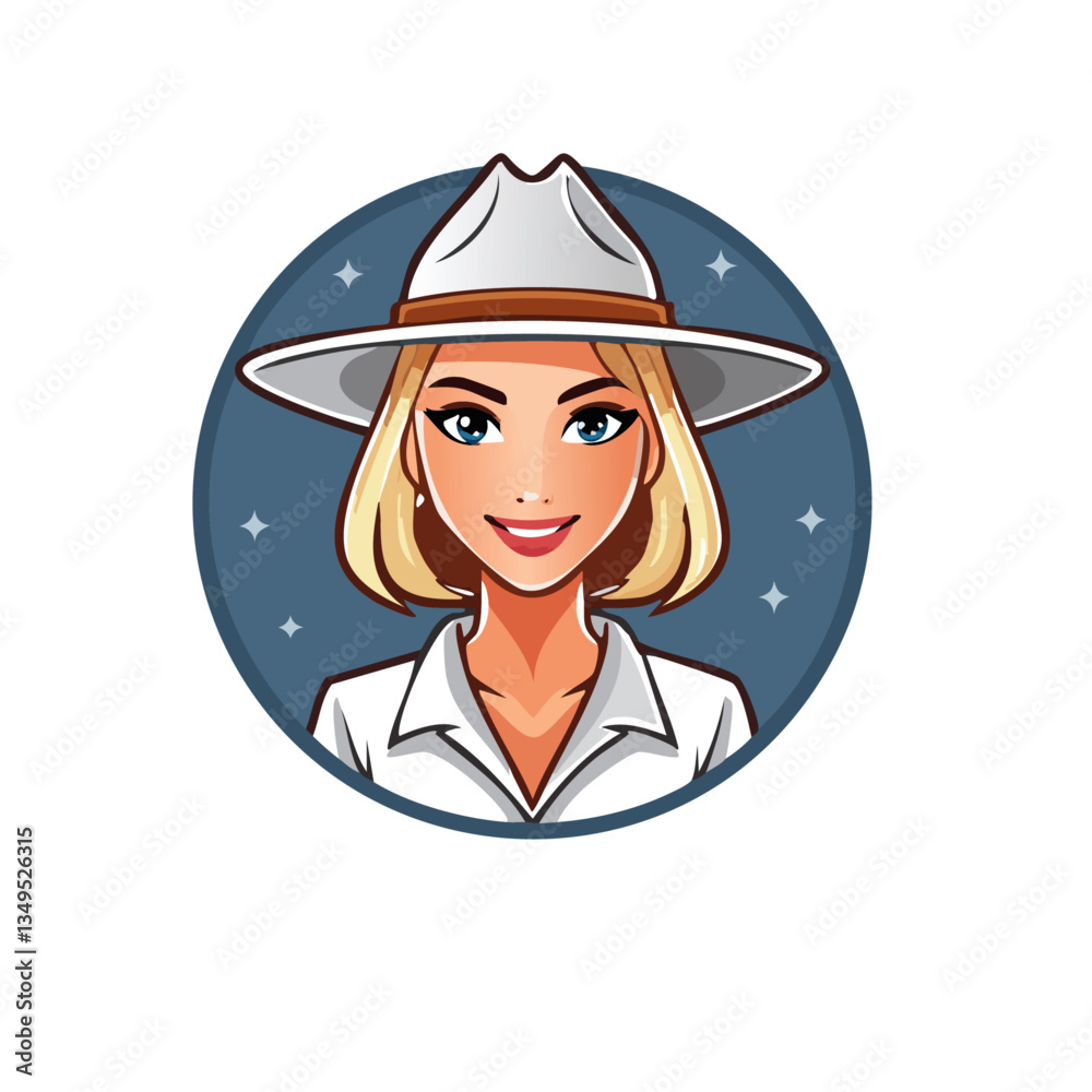 white Safari Woman Vector icon design button