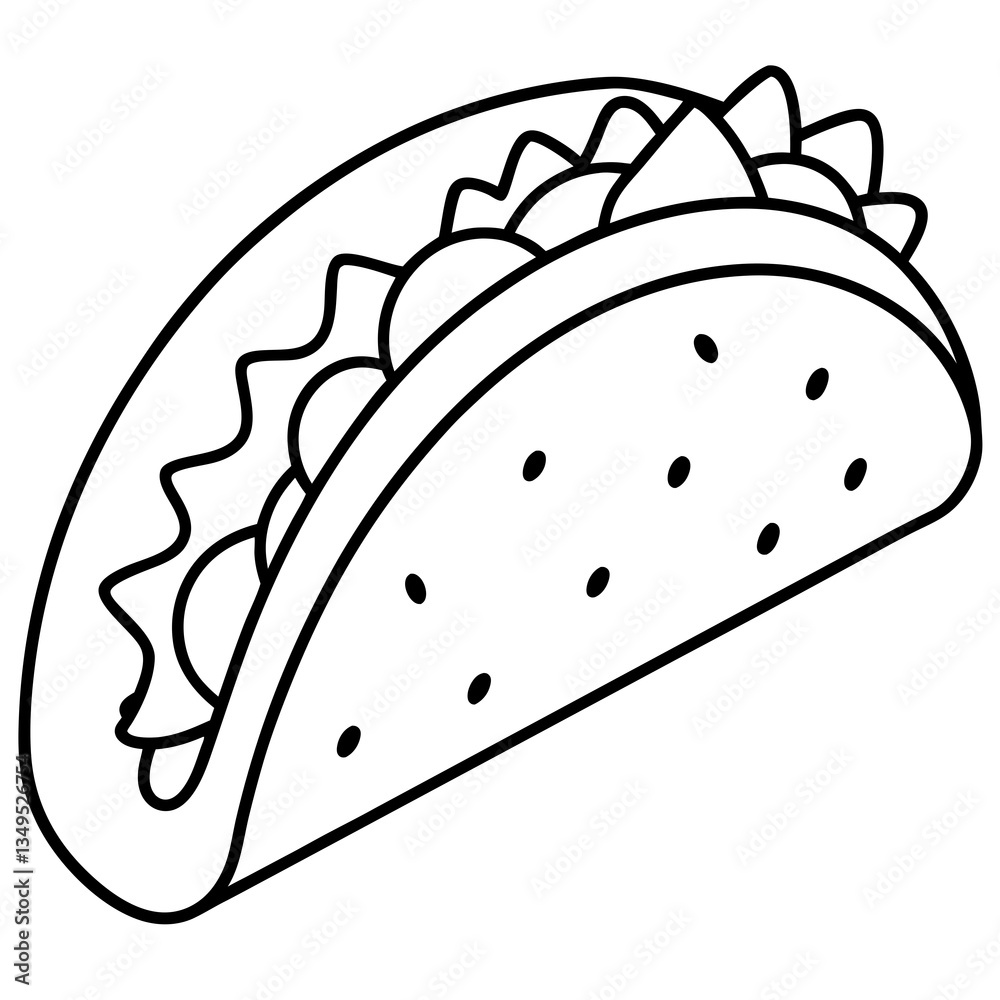 Stylized Taco Line Drawing in Vector Format Stylized Taco Line Drawing in Vector Format