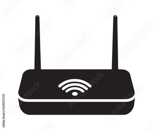 Wireless Router On White Background. Minimalist WiFi Router Icon – Perfect for Tech Designs.