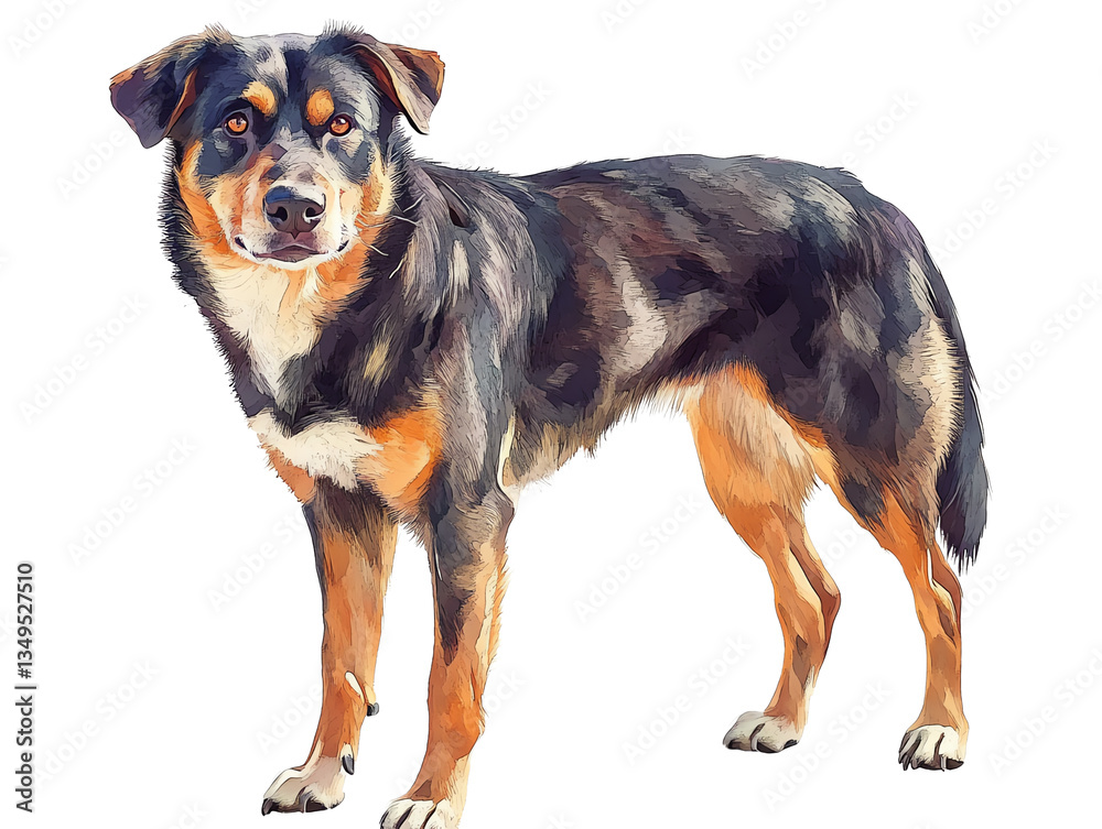 Fototapeta premium Loyal Companion: A majestic dog with a striking coat and alert expression stands proudly, exuding an air of loyalty and companionship.