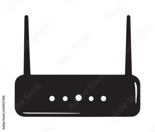 Wireless Router On White Background. Minimalist WiFi Router Icon – Perfect for Tech Designs.