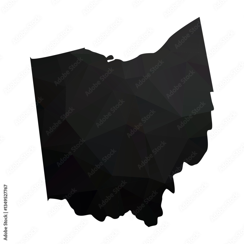 Abstract Polygon - Low Poly Color Black Ohio map. Vector Illustration eps10. Abstract Polygon - Low Poly Color Black Ohio map. Vector Illustration eps10.