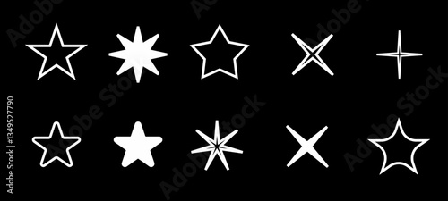 Stars collection. Star vector icons. Golden and Black set of Stars, isolated on transparent background. Star icon. Stars in modern simple flat style. Vector.