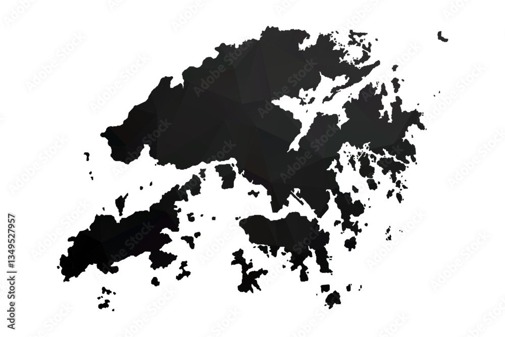 Obraz premium Abstract Polygon - Low Poly Color Black Hong Kong map. Vector Illustration eps10.