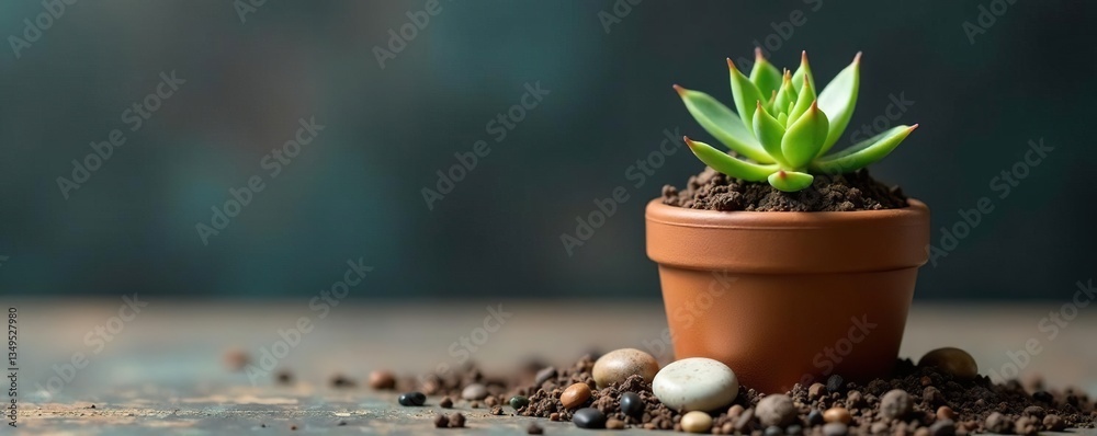 custom made wallpaper toronto digitalSmall potted succulent plant with soil and pebbles, succulent, pot, plant