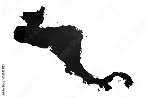 Abstract Polygon - Low Poly Color Black Central America map. Vector Illustration eps10.