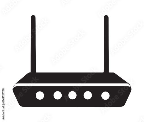 Wireless Router On White Background. Minimalist WiFi Router Icon – Perfect for Tech Designs.