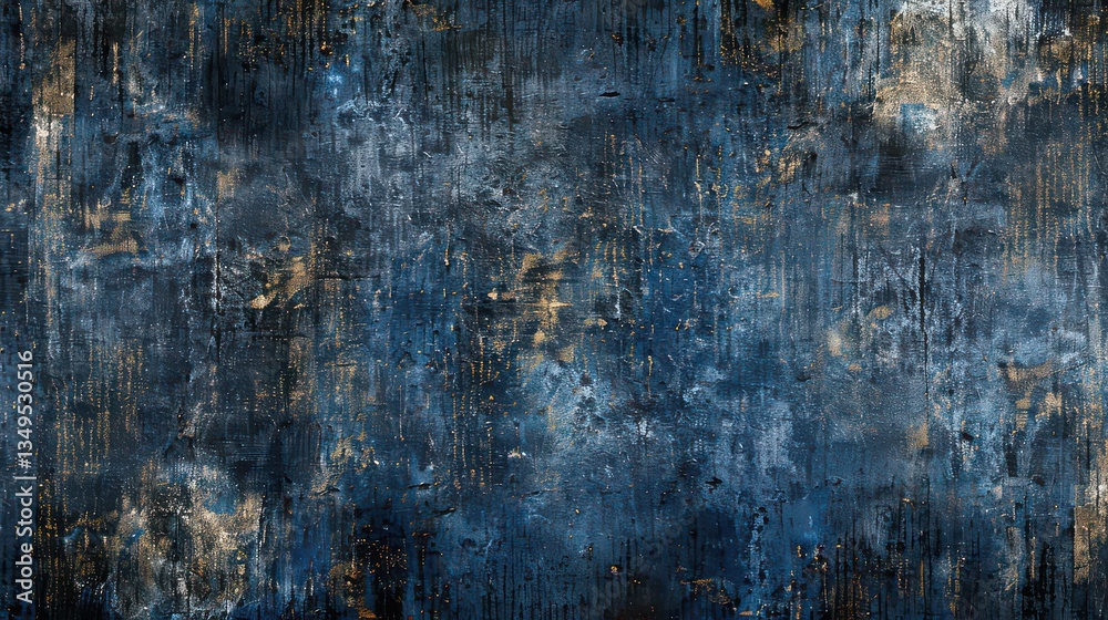 Obraz premium A modern urban rug with distressed denim-like textures and faded, rough edges.