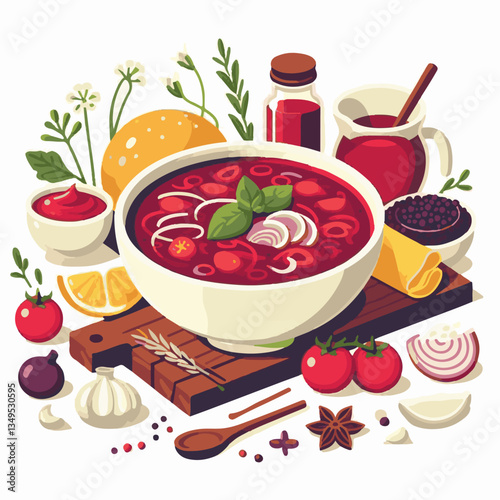 soup, food, borscht, bowl, ukrainian, dish, lunch, dinner, vegetable, beet, cream, cuisine, borsch, beetroot, red, meat, traditional, healthy, meal, homemade, hot, gourmet, plate, garlic, tasty, cooki